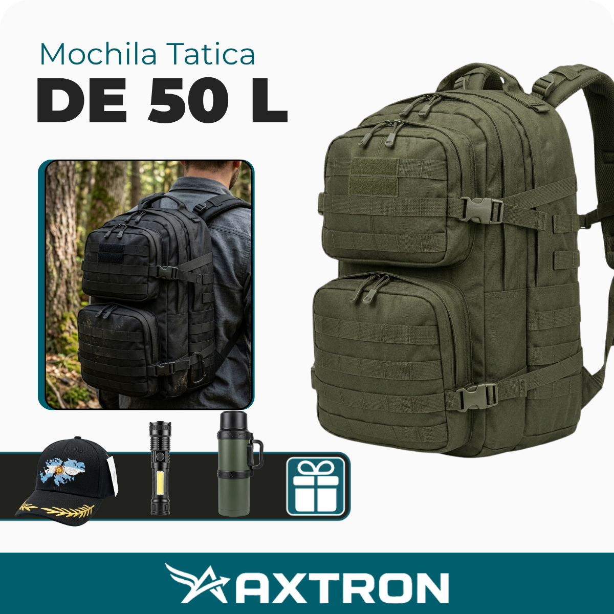 [ÚLTIMAS UNIDADES] Mochila Tática Militar 50L Impermeável + 3 Brindes Exclusivos | Tudo o que um Homem Preparado Precisa