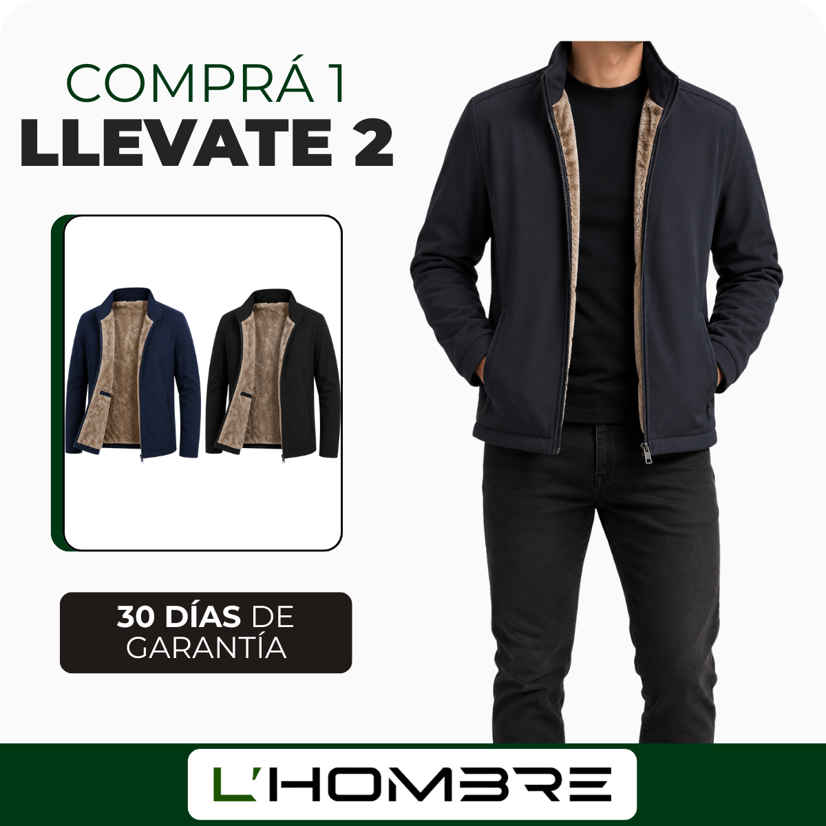 [Llevate 2 y Pagá 1] Campera Masculina Nordic con Interior Forrado en Lana Premium Impermeable