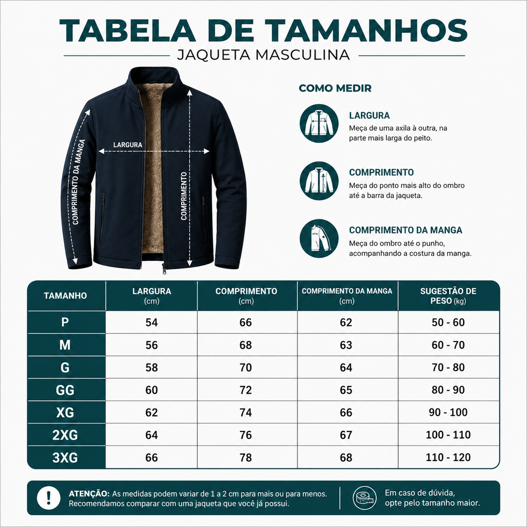 [Leve 2 e Pague 1] Jaqueta Masculina Envox de Tecido Impermeável com Interior Forrado