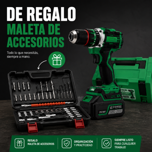 Kit Furadeira e Parafusadeira Sem Fio Completo + 2 Baterias e Maleta de Acessórios Grátis